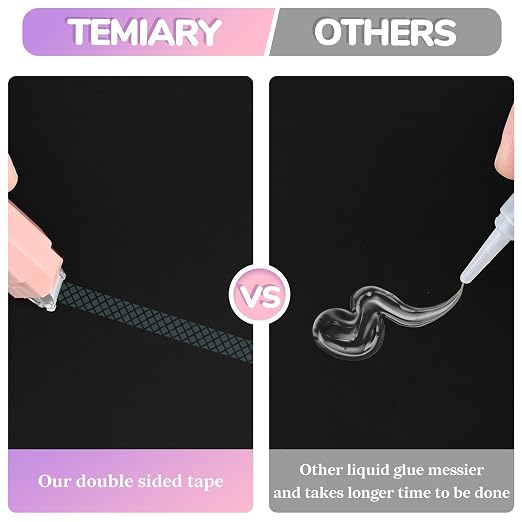 Temiary 4 Pack Glue Tape for Scrapbooking, 6mm x 196In Pink