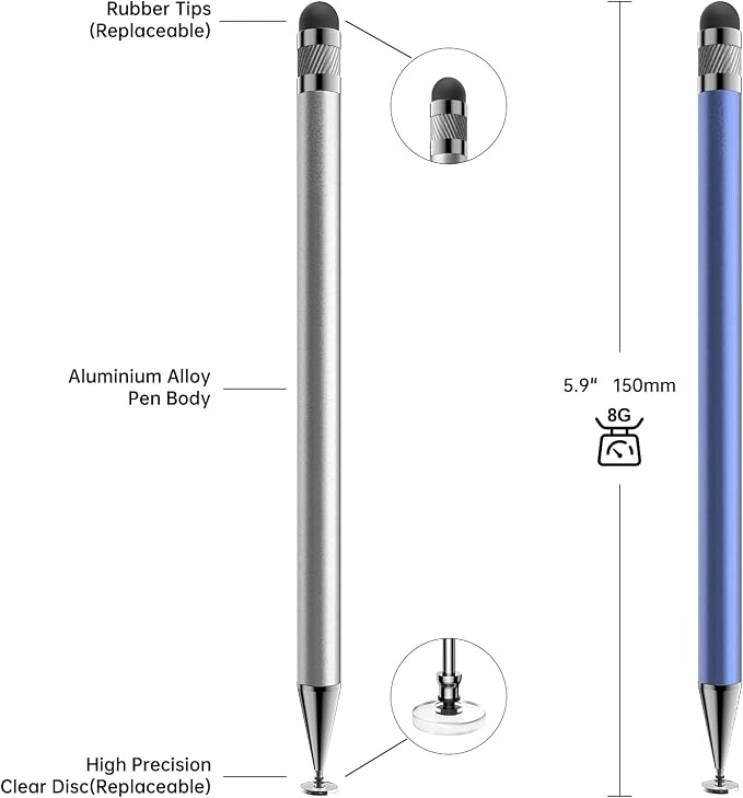 Bopomofo Stylus(10 Pcs),2-in-1 Stylus Pen for Touchscreen,Stylus Pen | Metal Barrel,Suitable for Apple(iPhone/ipad)/Nintendo Switch/Samsung/Google/Microsoft/Android Tablets Touch Screen Devices