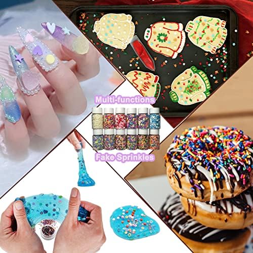LIKETURE Fake Sprinkles 110g Polymer Clay Sprinkles Fake Candy Sprinkles Faux Sprinkles for Resin Slime Craft Plastic Sprinkles for Nail Art Phone Case DIY Shaker Card Filler (3-Color Snowflake-110G)