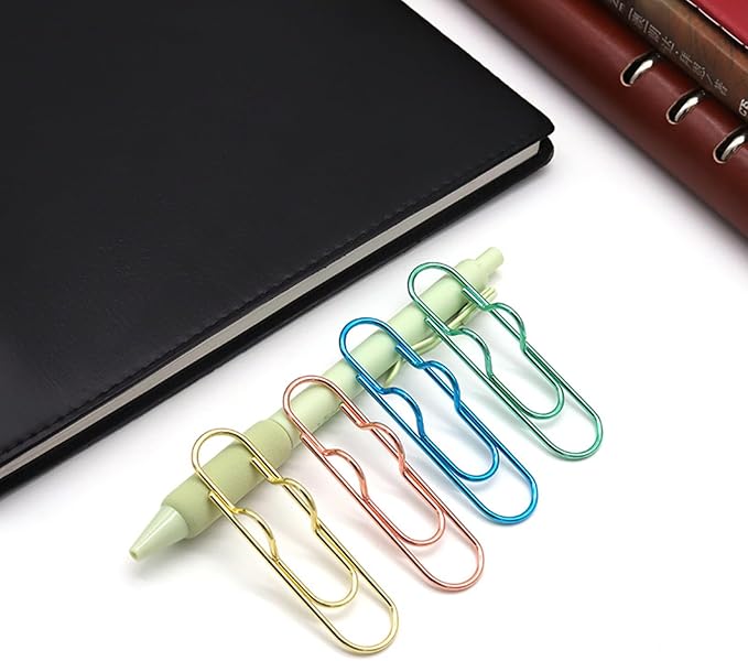 12-Pack Pen Holder Clips for Notebook, Journal and Planner | Paper Clip Pen Holder for Notebook, Holds Pens Under 0.5 Inch Thick, Office and School Supplies for Planners and Journals