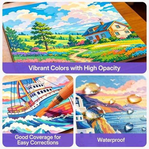 WUO 72 Colors Acrylic Paint Markers Brush Tip with Automatic Ink Control