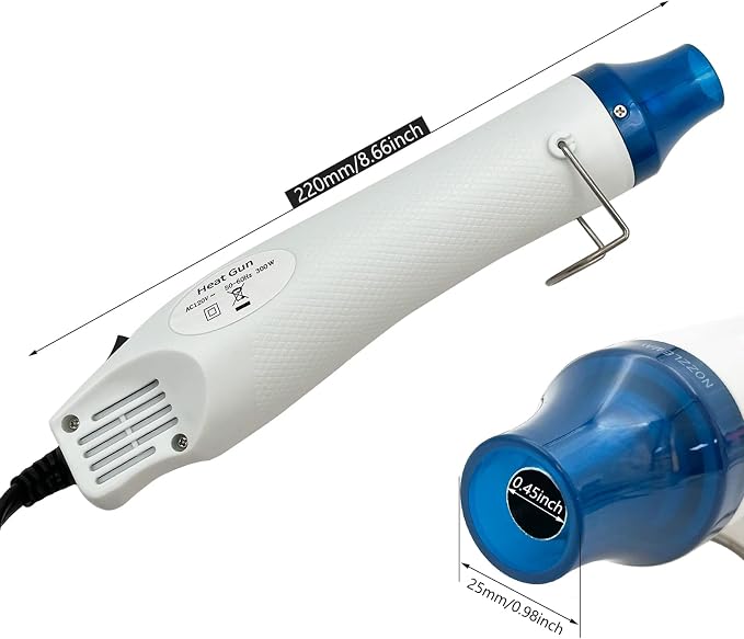Heat Gun, Mini Hot Air Gun for DIY Crafts Embossing Shrink Wrap, White | DIY Crafts, Portable, Embossing, Shrink Wrapping, Drying Paint