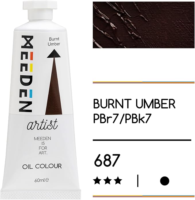 MEEDEN Artist Grade Oil Paint: Burnt Umber - 60ml/2oz Tube | Professional Art Paints and Supplies for Canvas Painting
