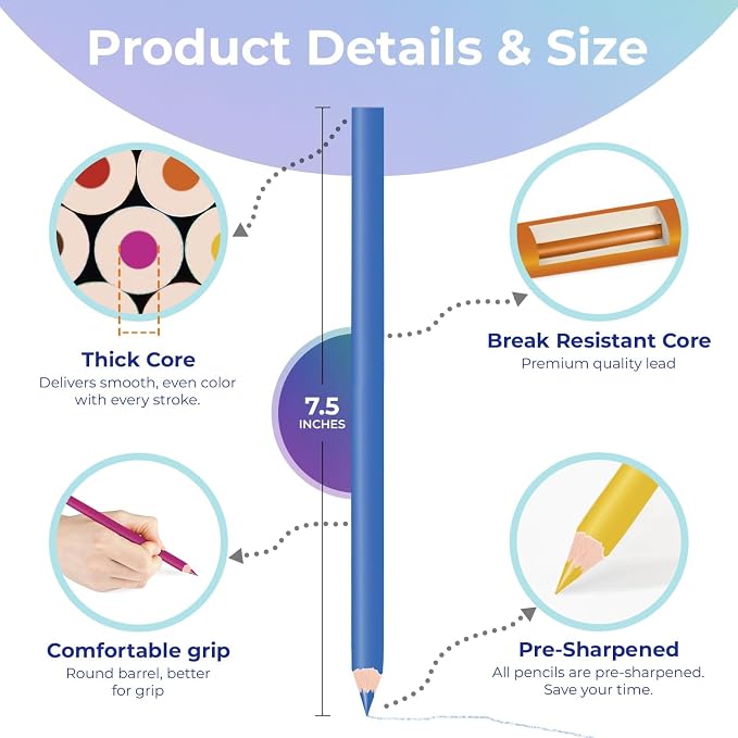 Rosmonde Colored Pencils Bulk 25 Pack | 300 Pencils, 12 Bright Colors | Assorted Pre Sharpened Colors Set, Easy Grip, Ready to Use Pencils for Teachers, Classroom, Art Stations & Coloring Projects