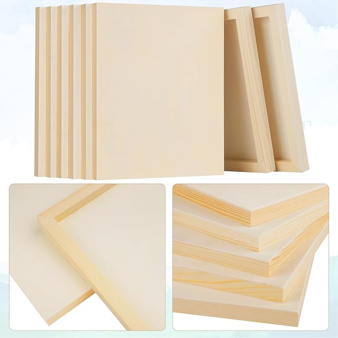 Aodaer 8 Pack Wood Panels 8 x 10 Inch Wooden Panels Canvas Unfinished Craft Wood Boards Panels for Art Crafts Acrylic and Oil Painting Pouring DIY Projects