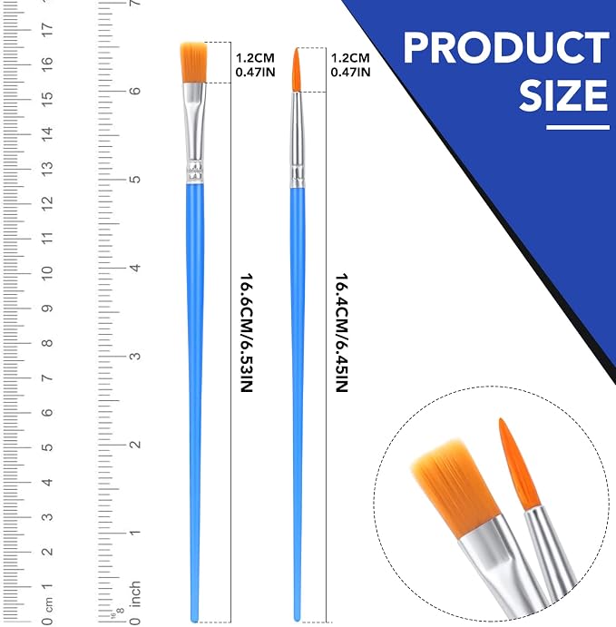 AROIC Acrylic Paint Brush Bulk, 200 pcs Round Flat Tip Nylon Hair Brushes | Professional Oil Watercolor Artist Painting Brushes, Adult Drawing Kit for All Purpose Face Canvas Rock Painting Art Supplies