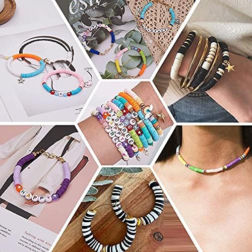 MIIIM Neutral Clay Beads Kit for Bracelets Making, Heishi Beads for Friendship Bracelet, Clay Charms and Gold Spacers for Jewelry Making, Crafts, Concert, Raves, Gifts (Golden Brown Cream)