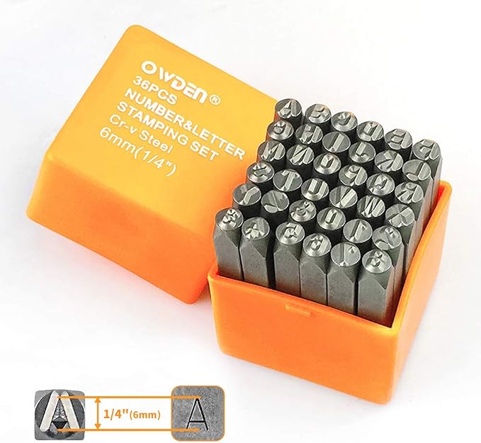 OWDEN Professional 36Pcs Steel Metal Stamps Set, 6mm (1/4")
