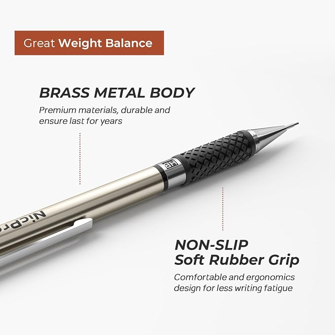 Nicpro 0.7 mm Art Mechanical Pencils Set in Storage Case, 6 PCS | Metal Drafting Pencil Lead Pencil+6 Tube Lead Refills, Eraser, Comfort Grip For for School Writing, Artist Drawing Sketching
