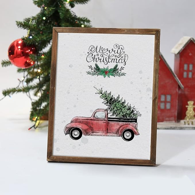 Christmas Gift Truck Clear Stamps for Card Making Decoration and Scrapbooking Supplies, Xmas Theme Blessing Words Transparent Rubber Stamps with Sentiment for Paper Card Photo Album Crafting Supplies