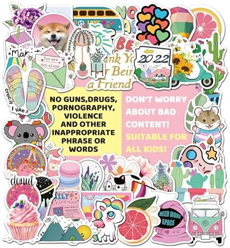 Girl's Black and White Stickers Pack 50 PCS Waterproof Water Bottle Laptop Skateboard Phone Computer Stickers for Teens Kids