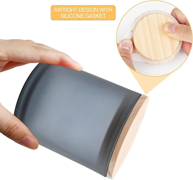 SHOWIN 8 OZ Thick Candle Jars for Making Candles 15 Pcs, Empty Jars with Wood Lids for Candle Making, Sample Container, Frosted Grey