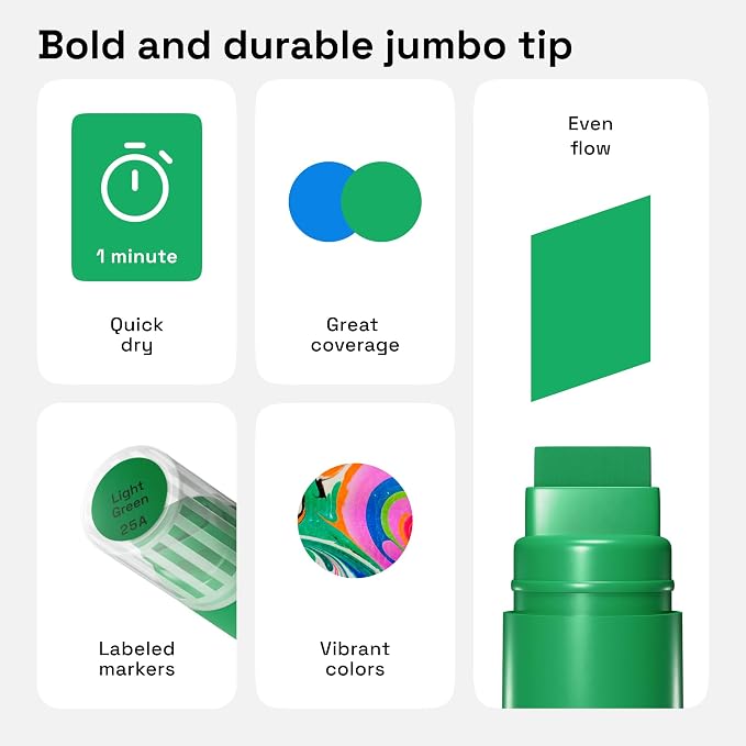 ARTISTRO 12 Multicolor Paint Pens for Glass Marking - Jumbo Tip