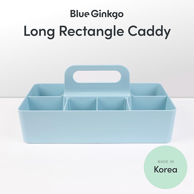BLUE GINKGO Stackable Organizer Caddy, Long, Blue, Made in Korea