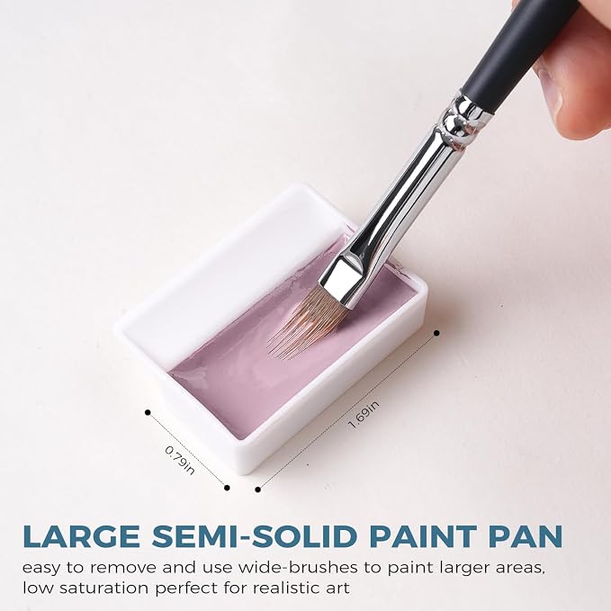 Fuumuui CREAMORA Watercolor Paint Set 24 Color Opaque Semi-Solid Muted Gray Tone Paint | for Soft Gradient, Professional Adult Beginner Artist Supplies for Realistic Landscape Hobbyists Art Painting