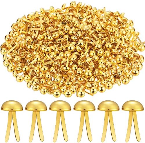 Hotop 500 Pcs Brads for Paper Crafts Fastener,0.3 X 0.6 Inch,Golden