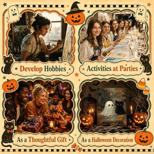 Halloween Paint by Numbers Kit for Adults Framed with Easel, 8x12 in