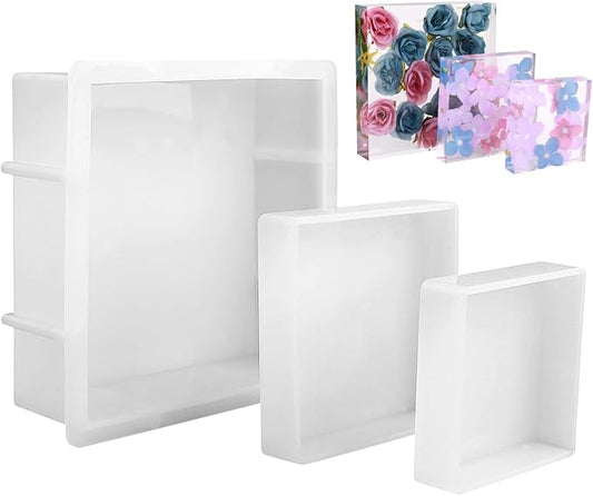 Square Silicone Molds for Resin, Large Resin Mold Glossy Deep Square Molds 6.6''x 2'' w Deep Epoxy Resin Molds for Flowers Bouquet Preservation