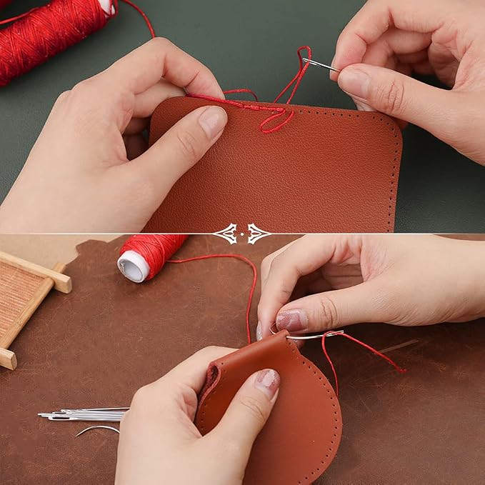 Waxed Thread, Upholstery Needle and Thread 32 Yards Red
