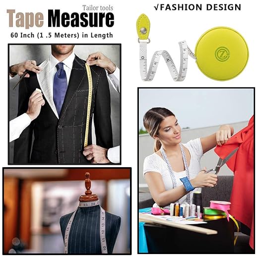 Sewing Tape Measure, Medical Body Cloth Tailor Craft Dieting Measuring Tape, 79 Inch/2 M Dual Sided Retractable Ruler with Push Button Round(1 Pack, Green)