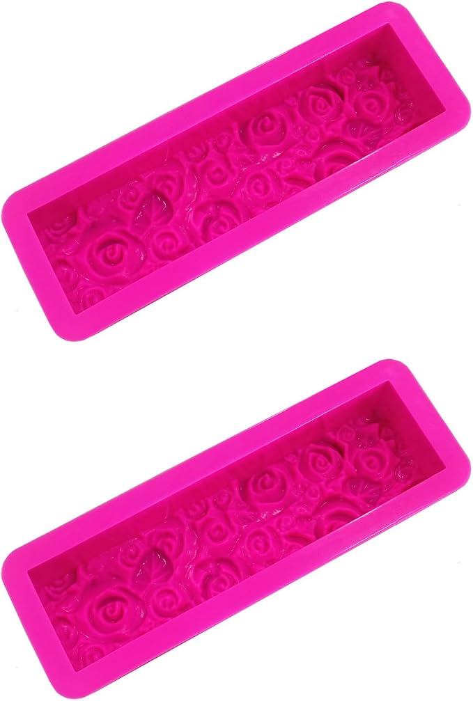 Rectangular Rose Soap Silicone Mold,Rose Red,2 Pcs | Flexible, Flowers Craft Art, Candle Making, Homemade Soap Crafts