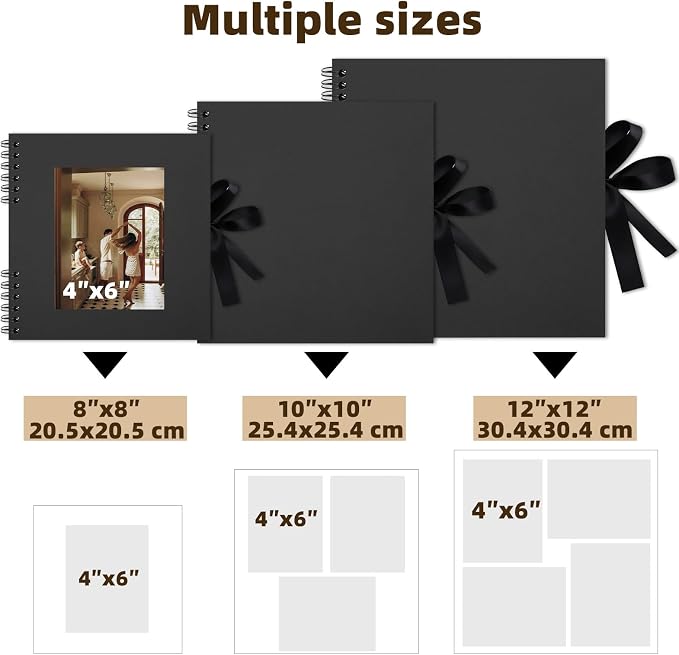 Scrapbook Photo Album DIY 10x10 Inch Thick Kraft 40 Pages Black