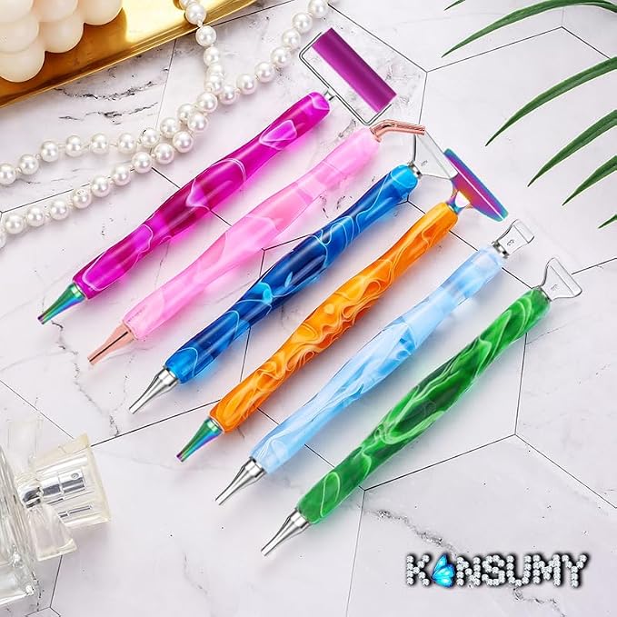 Diamond Art Pens Tools Diamond Painting Pen Accessories Kits with Screw Metal Tip Roller Drill Bead Dot Pens for Art Craft NAI (Green)