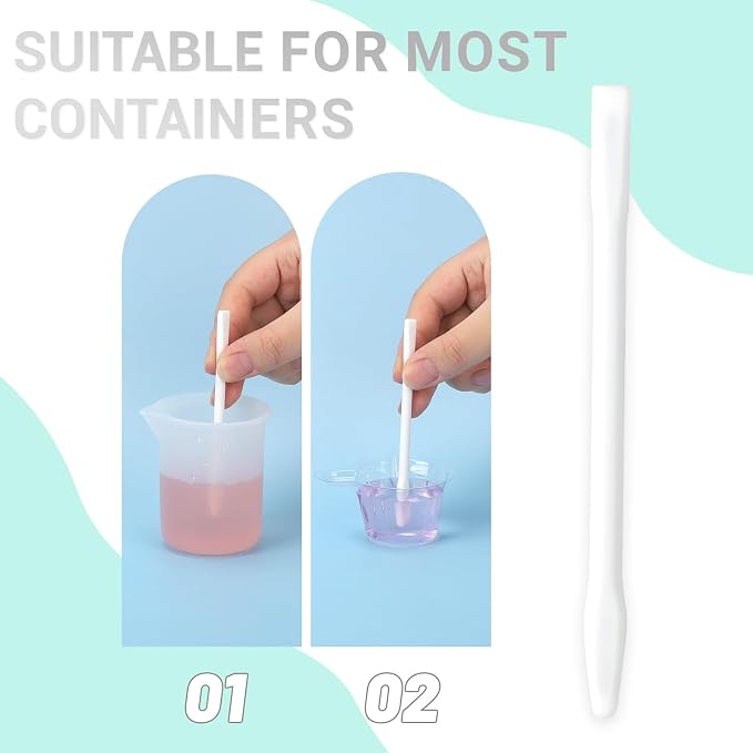 Gartful Colored Silicone Stir Sticks, Epoxy Resin Mixing Sticks Reusable Stirring Rods for Art Supplies, DIY Crafts Resin, Paint Mixing, Craft Supplies, Tumbler Making, Face Mask Spatula,White