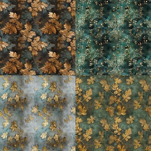 Embossed Metallic Leaves Scrapbook Paper Pad 6x6, Premium Vintage Botanical Cardstock for Junk Journal, DIY Crafts, Collage Art & Luxury Scrapbooking, 24 Elegant Sheets