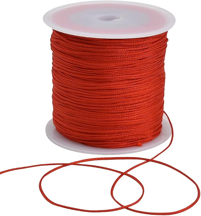 TONIFUL Nylon String Satin Cord for Necklace Bracelet Beading 1mm Red | 100yd Non elastic durable non fading, for Jewelry Making Thread Rattail Macrame Trim Kumihimo Chinese Knot Craft Tags Hanging