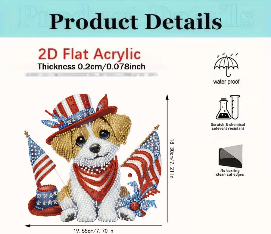 BAWKENTON Independence Day Hanging Diamonds Art kit for Adult, DIY Diamonds Painting Art Kit, Acrylic Diamonds Painting Suncatcher Board Kit Ornament, Special Crystal Diamond Hanging Ornament