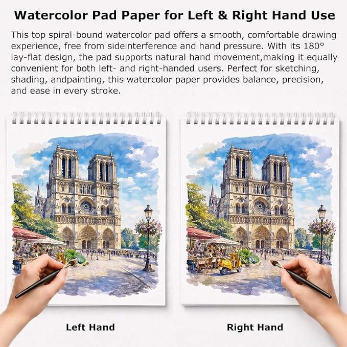 Soucolor 8x10 Sketch Book, 100 Sheets, 68lb Acid-Free Spiral Bound Pad | 68lb acid-free paper, no bleed-through, lay-flat spiral binding — perfect for kids, students & artists. Portable 8x10 size