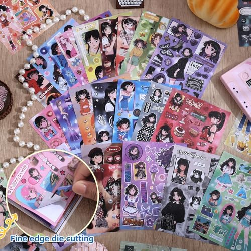 Girl's Japanese Retro Sticker Book, Y2K Showa Theme - 800+ Cute Old Showa Style Old Items Stickers, for DIY Scrapbooking Journaling Handbook Decoration