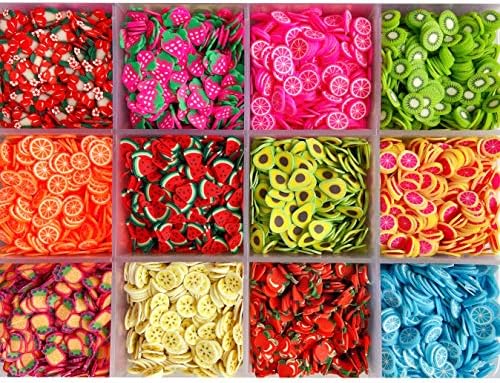 16800Pcs Fruit Slices Fruit Nail Art Slices Polymer Clay Slice Nail 3D Polymer Slice Colorful DIY Nail Art Supplies for DIY Crafts （24 Styles）