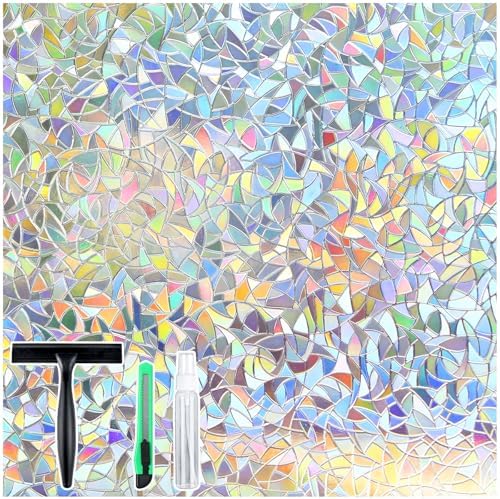 rabbitgoo Window Privacy Film Rainbow, Clear, 17.5" x 78.7"