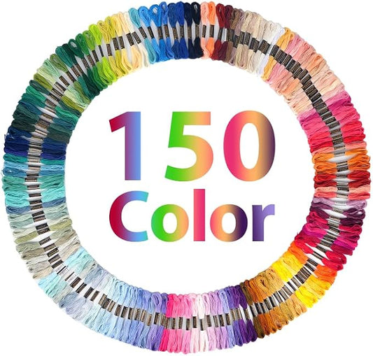 150 Color Skeins Rainbow Color Embroidery Floss，Cross Stitch Threads, Bracelet Yarn, Craft Floss