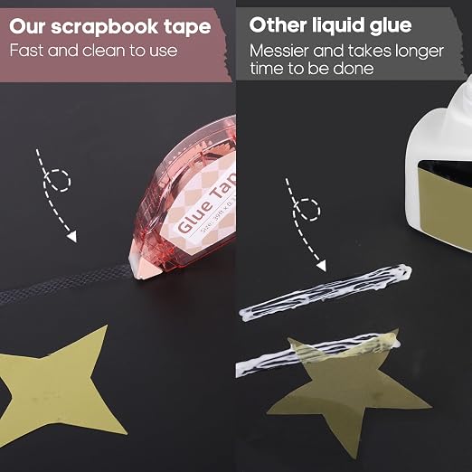 Secopad 0.3IN X 39FT Scrapbook Tape, 4 Pack Glue Tape, Light-Color Shell | Quick Adhesive, Photo Safe, Double Sided Tape for Crafts, Scrapbooking Junk Journaling Supplies, For School Office Teachers