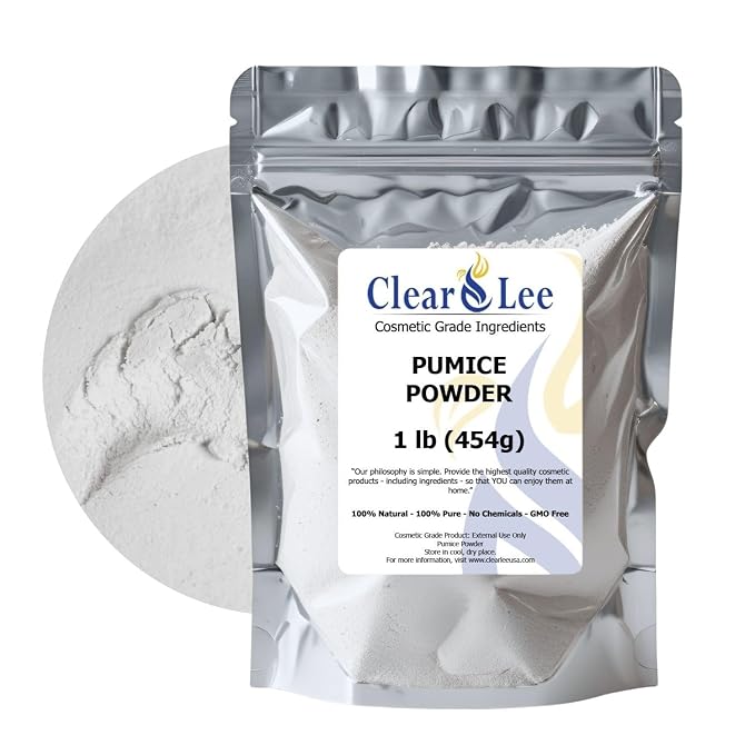 ClearLee Cosmetic Grade Pumice - 100% Pure Natural Grain/Powder - Great for Skin Exfoliation in DIY Soaps, Masks, Scrubs for Face, Body, Foot (1lb, Powder)