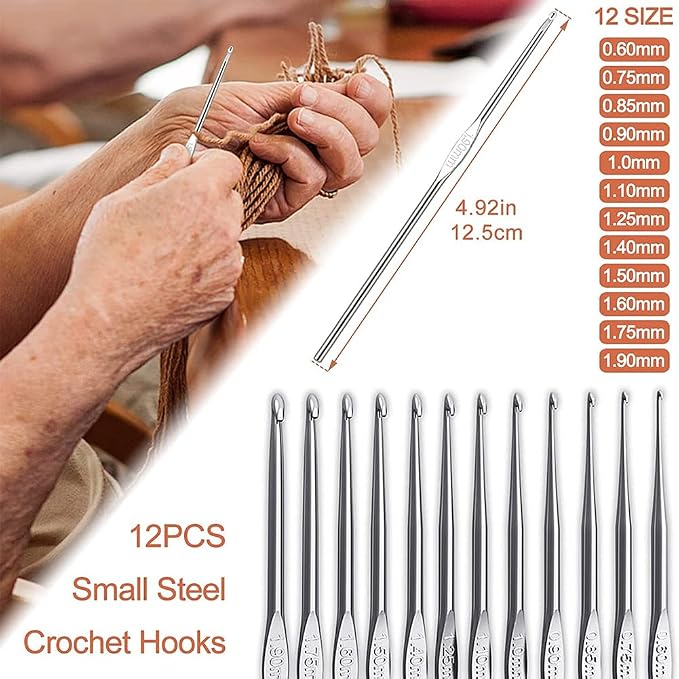 Katech 85 pcs Crochet Hooks Kit Knitting Accessories with Crochet Case, Small Sizes Crochet Hooks for Knitting Lace Yarn, Colorful Ergonomic Crochet Needles Set for Making Sweater, Bag and Hat (Green) | 85 Pcs Metal Crochet Hook Kit and Complete Croche...