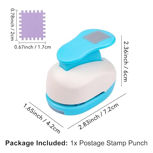 BAOFALI Stamp Puncher 0.8x0.7 inch Stamp Punch Rectangular Postage Stamp Punch |Stamp Hole Puncher| Lever Action Paper Punches for Scrapbooking Journaling Card Making