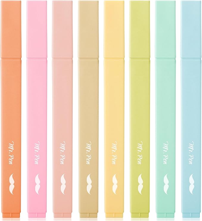 Mr. Pen- Aesthetic Highlighters No Bleed, 8 Pack, Assorted Colors | Chisel Tip, Cute Highlighters Assorted Colors for Journaling, Highlighting, Underlining, Fast Dry, Back to School Supplies