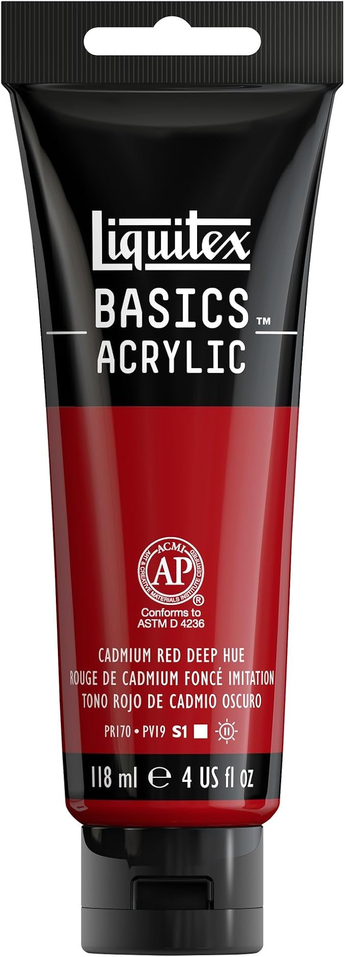 Liquitex BASICS Acrylic Paint, 118ml (4-oz) Tube, Cadmium Red Deep Hue