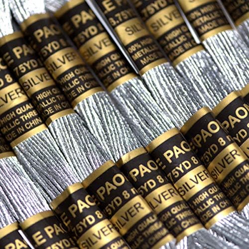 24 Skeins Metallic Embroidery Thread -Cross Stitch Threads - Friendship Bracelets String - Crafts Floss Gold and Sliver