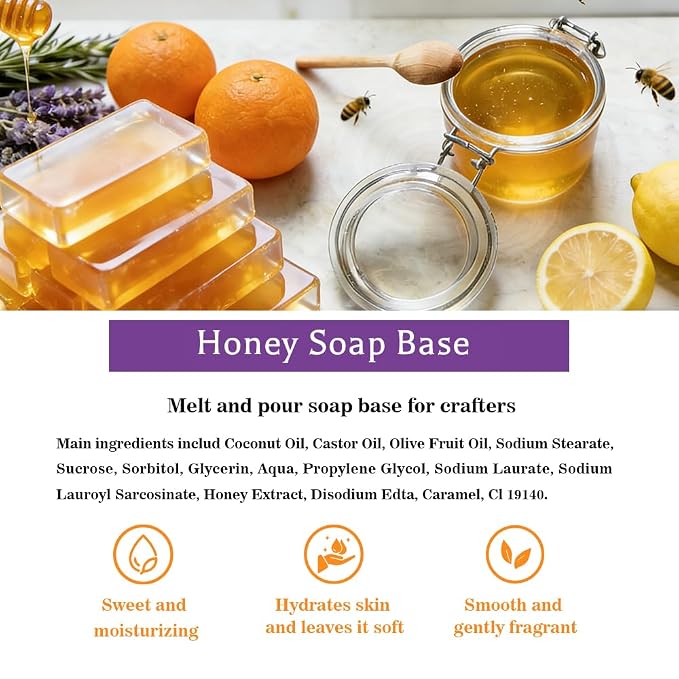 Honey Soap Base,Melt and Pour Soap Base,SLS/PEG Free,Easy Cutting 5.2 LB