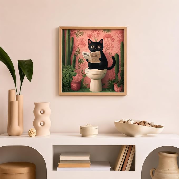 XSJDBYYQ Reading Black Cat Diamond Art Kits for Adults, 5D Diamond Painting