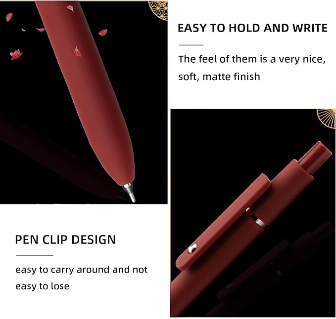 YOXMJDB Gel Pens, 5 Pcs 0.5mm Fine Point Smooth Writing Pens Cute Pens, High-End Series Black Ink Pens for Journaling Note Taking, School Office Supplies for Women Men (5 Pcs Vintage)
