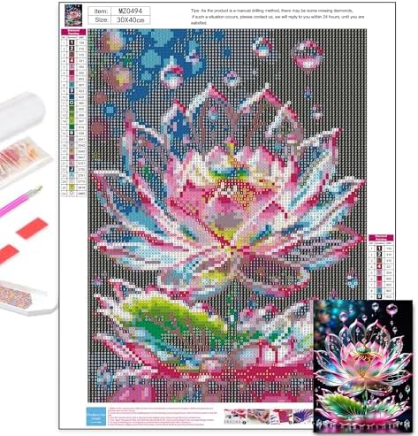 Axquilon Lotus Diamond Art Kits for Adults 12x16inch
