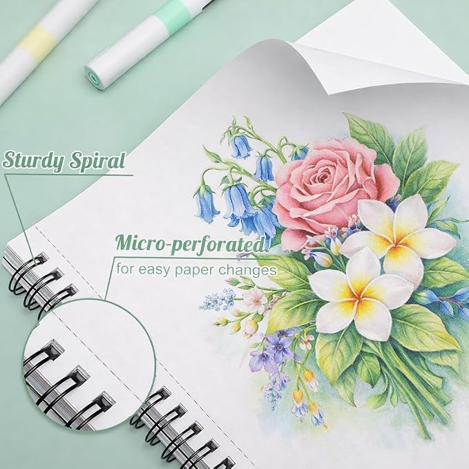 3 Pack Marker Paper Pad 7.6 × 10 in, 200gsm Spiral Sketchbook