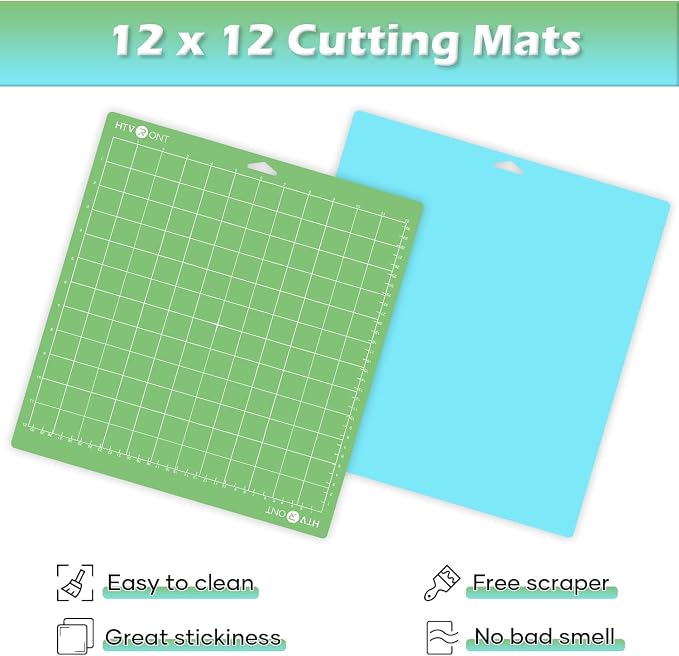 HTVRONT Cutting Mats 12x12, 2 Pcs, Compatible with Cricut Maker/Explore | Standard Light 2 Grip Variety Sticky Mats & Accessories, Compatible with Maker 4/3, Explore 5/4/3, Air 2/One