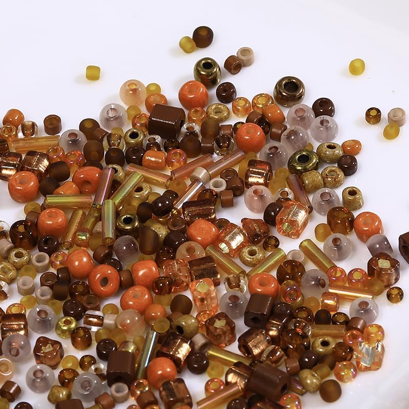 24 Grid Brown Glass Seed Bugle Tube Beads Kit for Jewelry Making DIY Craft